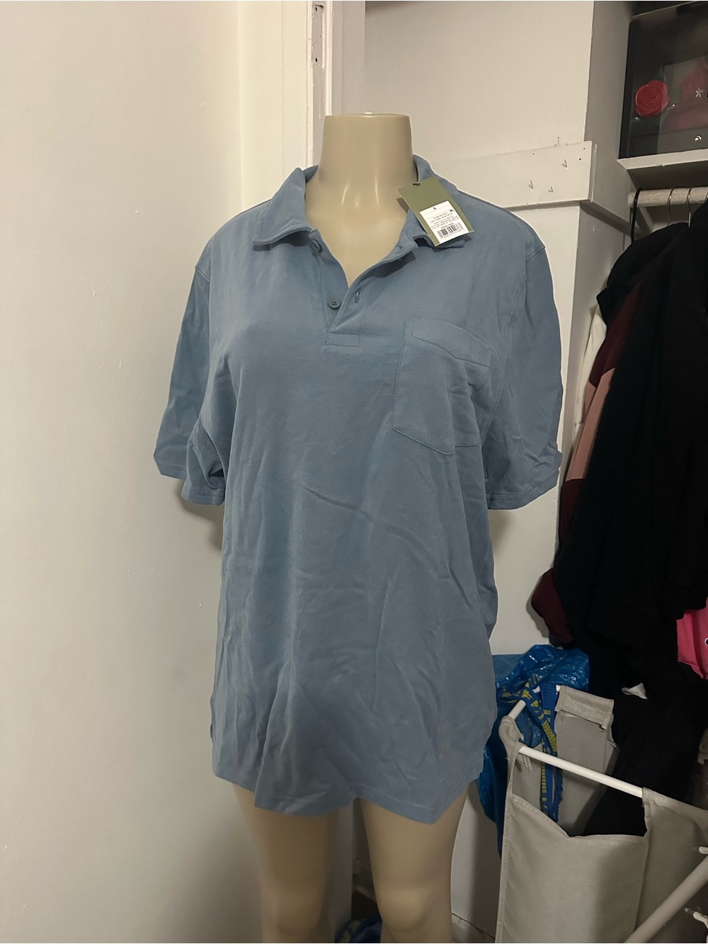 Goodfellow & Co Light Blue Short-Sleeve Polo with Chest Pocket